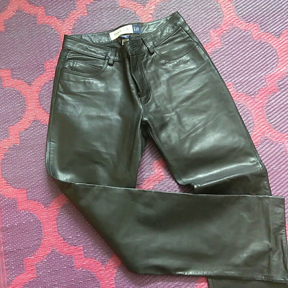 Vintage Black Leather High Waisted Bootcut Pants